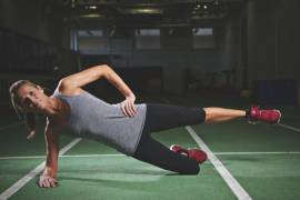Strength training: side bridge hip abduction