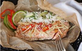 25 minute recipe: salmon parcels with jasmine rice