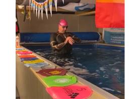 Cardiff coach does 21-mile endless pool swim for charity