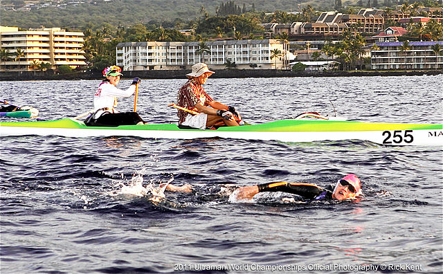 Ultraman Triathlon swimmer off the coast of Kona, Hawaii