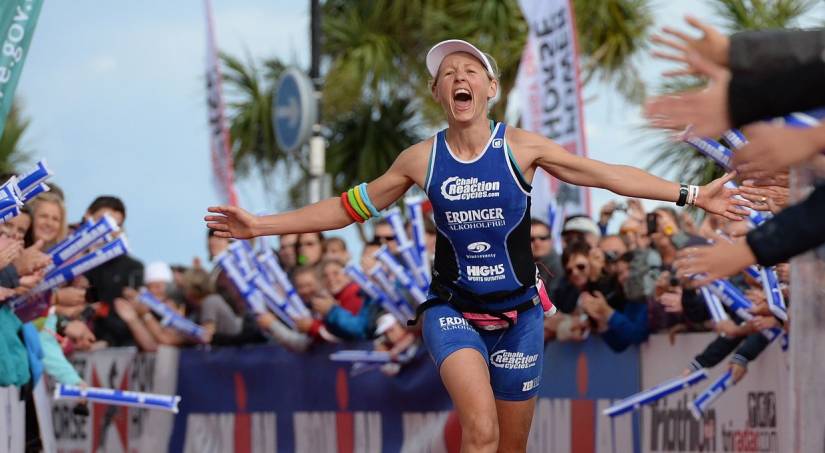 Lucy Gossage triumphant at Ironman Wales