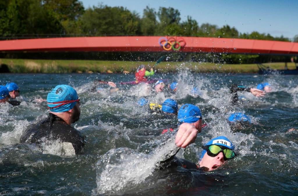 Triathletes in the swim at Eton SuperSprints