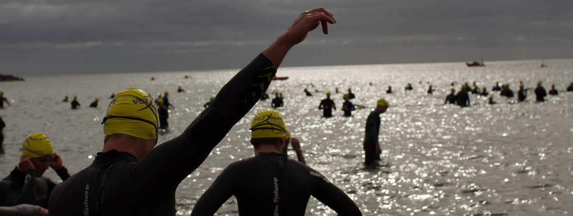 Athletes warming up for Northumberland Triathlon