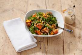 Vegan Kale, Quinoa and Squash Salad with Tahini Dressing