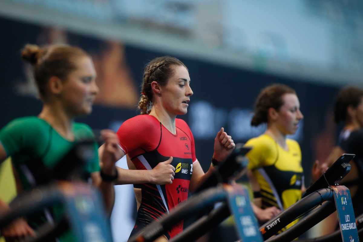 SLT Arena Games London Lucy Charles-Barclay during the Women's race in the SLT Arena Games powered by Zwift, Queen Elizabeth Olympic Park, 27 March 2021. (Photo by Tom Shaw/SLT)