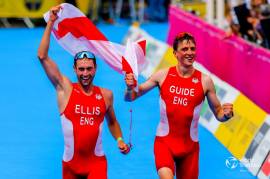 Commonwealth Games paratriathlon races: Gold for England’s Dave Ellis and Katie Crowhurst