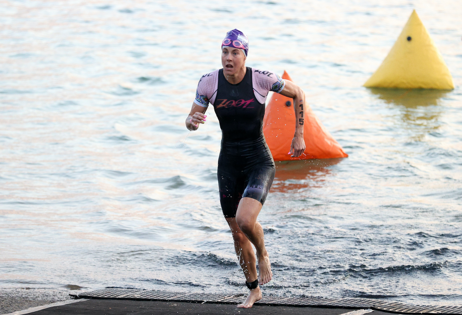 IRONMAN 70.3 World Championship Triathlete Ellie Salthouse exits the swim in the 2021 Ironman 70.3 World Championship