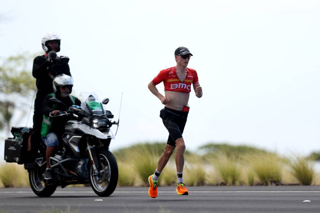 KAILUA KONA, HAWAII - OCTOBER 08: Max Neumann of Australia competes during the run portion of the IRONMAN World Championships on October 08, 2022 in Kailua Kona, Hawaii.