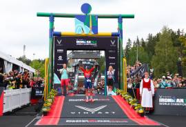 Taylor Knibb wins Ironman 70.3 Worlds as Kat Matthews finishes second