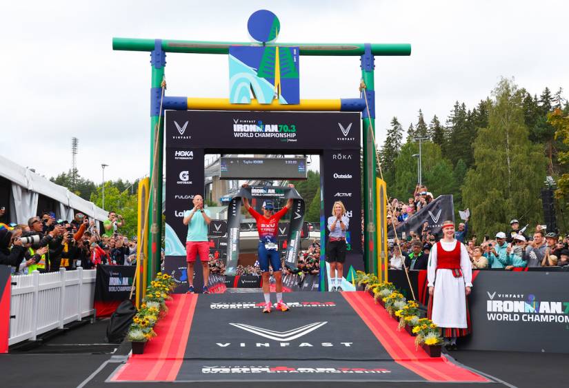 Taylor Knibb wins Ironman 70.3 Worlds as Kat Matthews finishes second