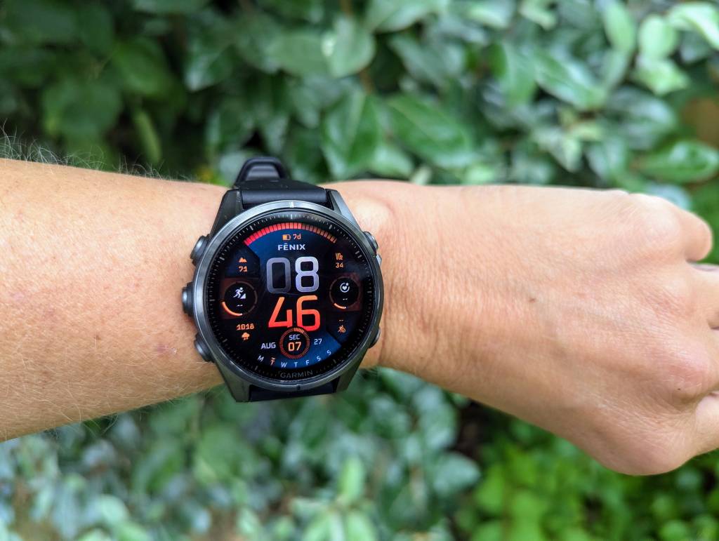 Female runner wearing the new Garmin Fenix 8