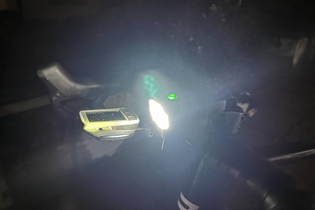 Lezyne Micro Drive 800+ front light mounted to handlebars