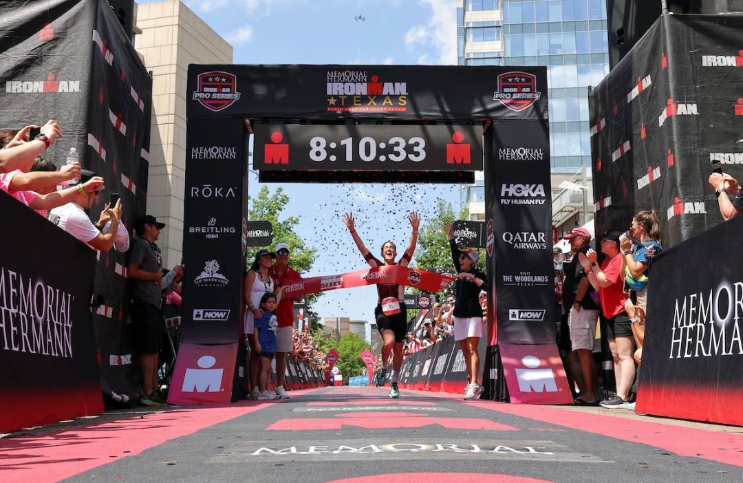 GB triathlete Kat Matthews stops the clock in a record Ironman women's time of 4:10:34 at Ironman Texas 2025