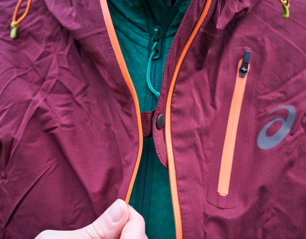 Open front of purple running jacket