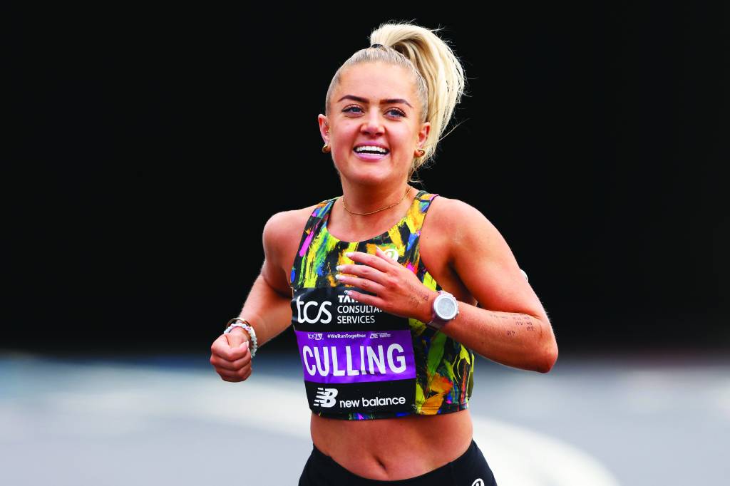 Anya Culling of Great Britain competes in the Women's elite race during the 2024 TCS London Marathon on April 21, 2024 in London, England. (