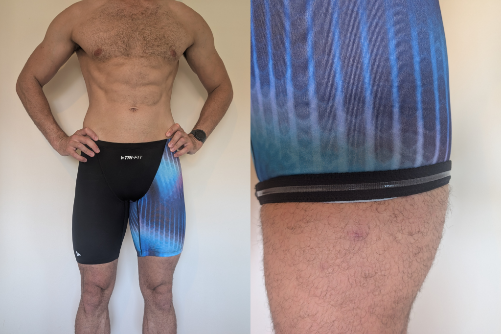 Collage of male swimmer wearing swim jammers