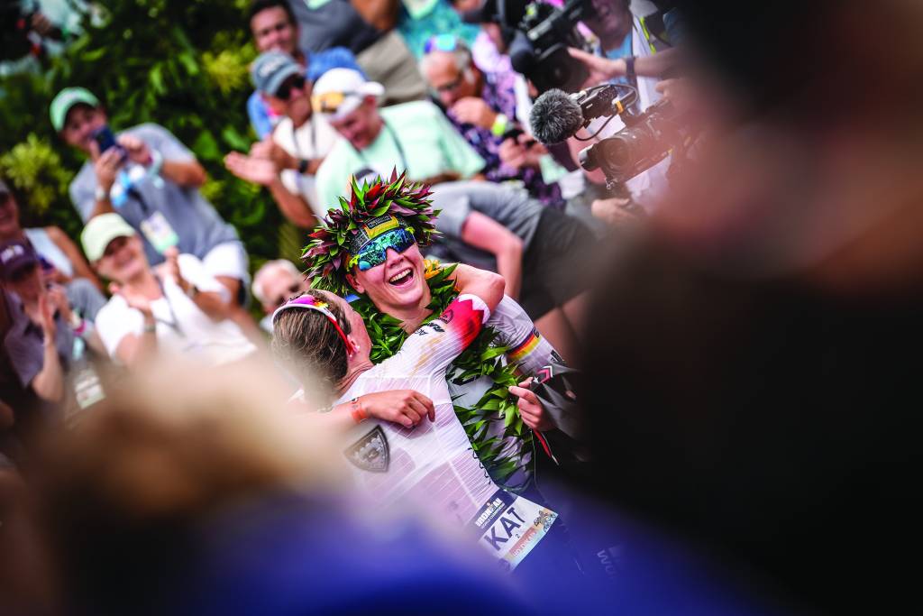 Solveig Lovseth celebrates at the 2025 Ironman World Championships