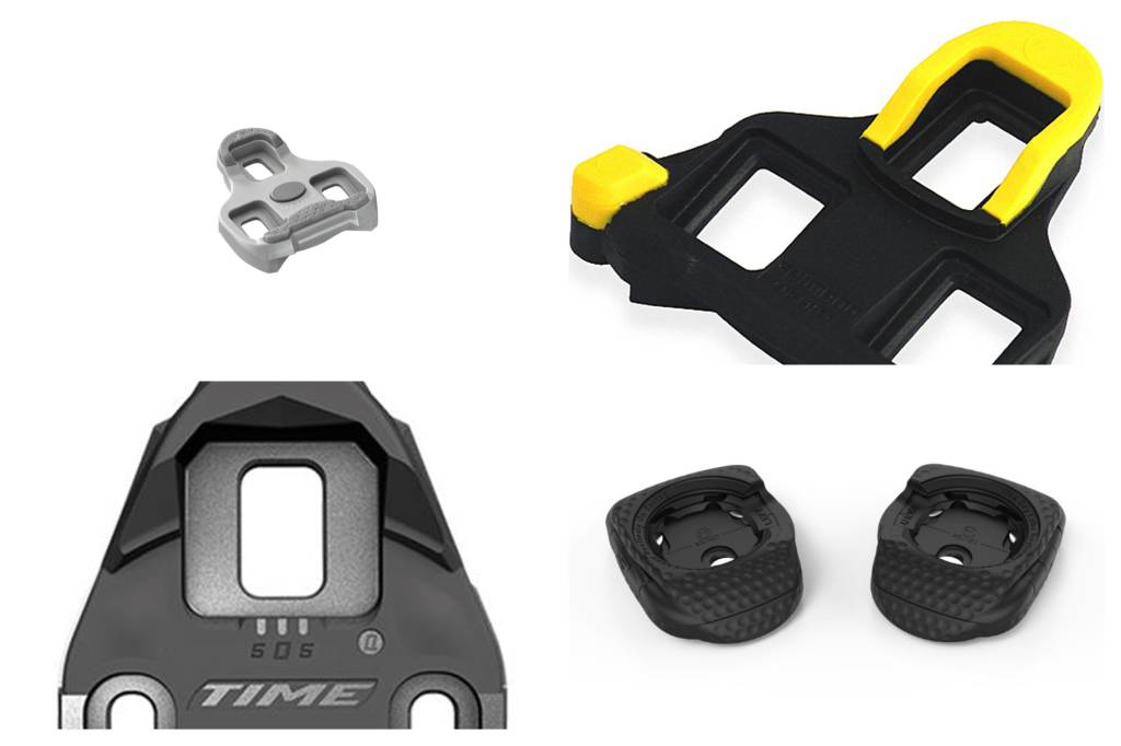 Collage of different kinds of cycling cleats