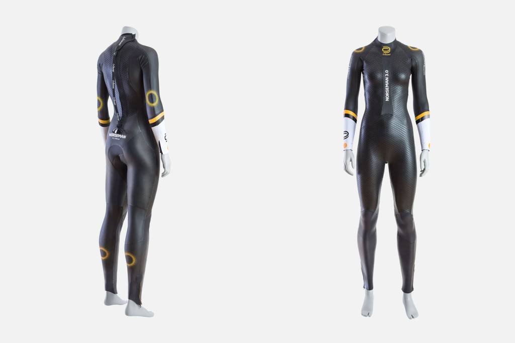 Collage of thermal wetsuit on mannequin