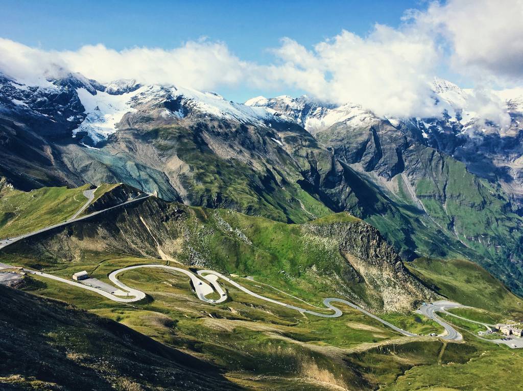 Winding road on Austrian mountainside