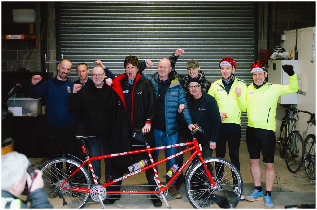 Greg James celebrates with Mercian Cycles