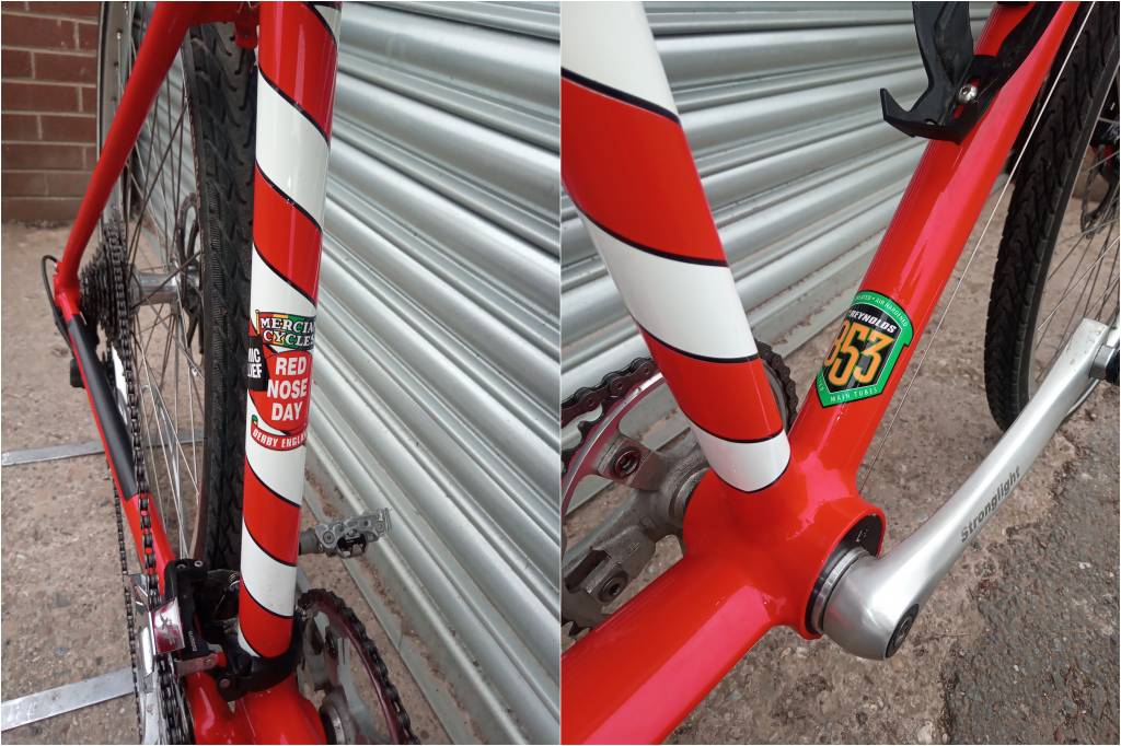 Collage of down tube and seat tube of Tando Norris
