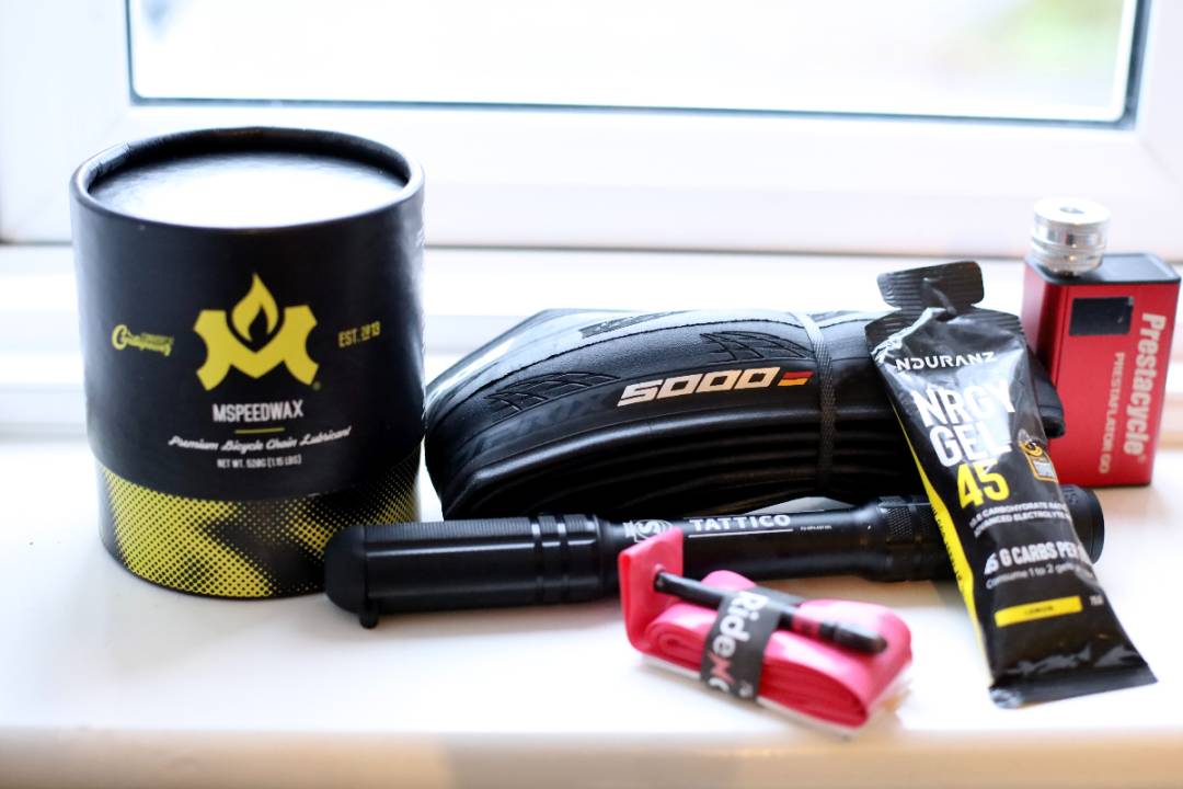 Selection of cycling products on window sill