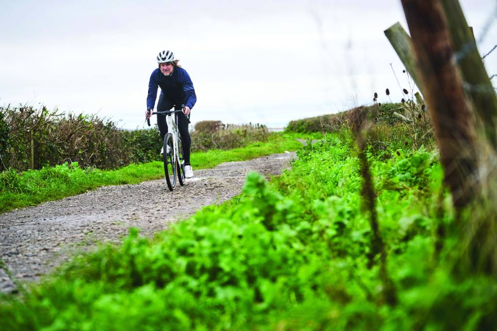 man riding bike