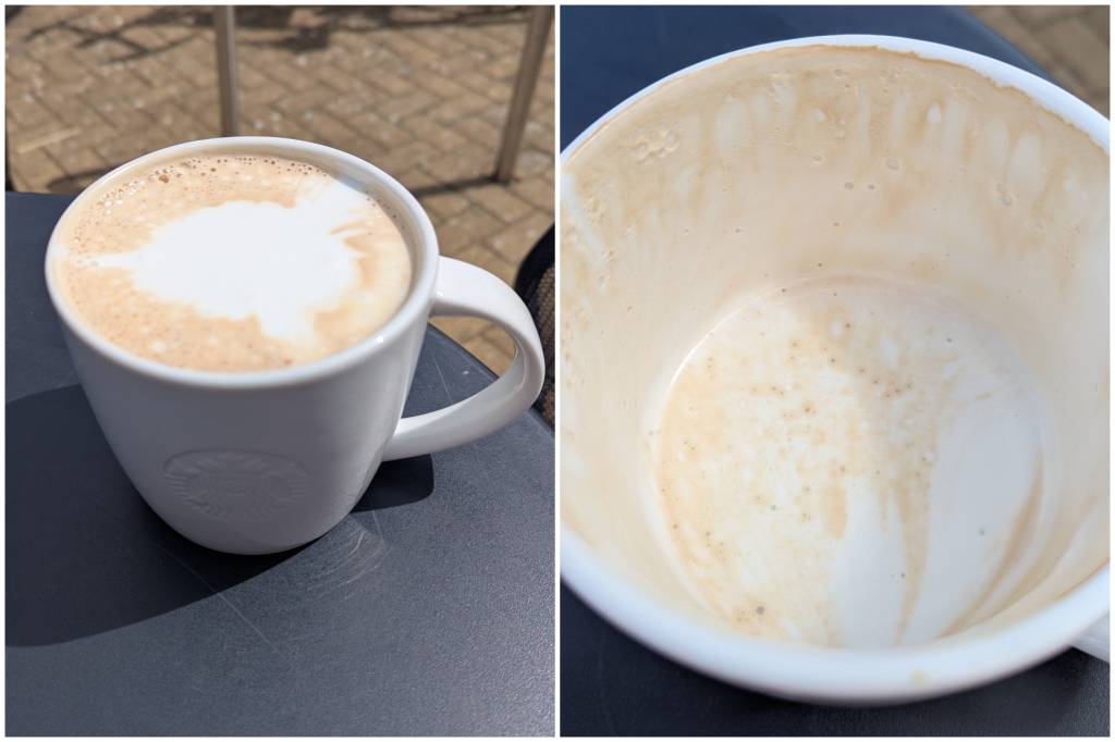 Collage of Starbucks Protein Cold Foam coffee