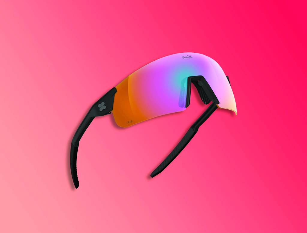Full frame sunglasses on pink background