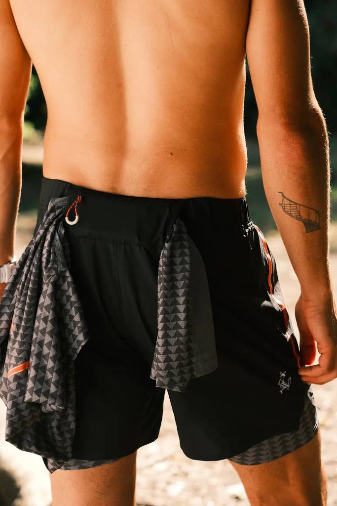 Close-up of man wearing run shorts