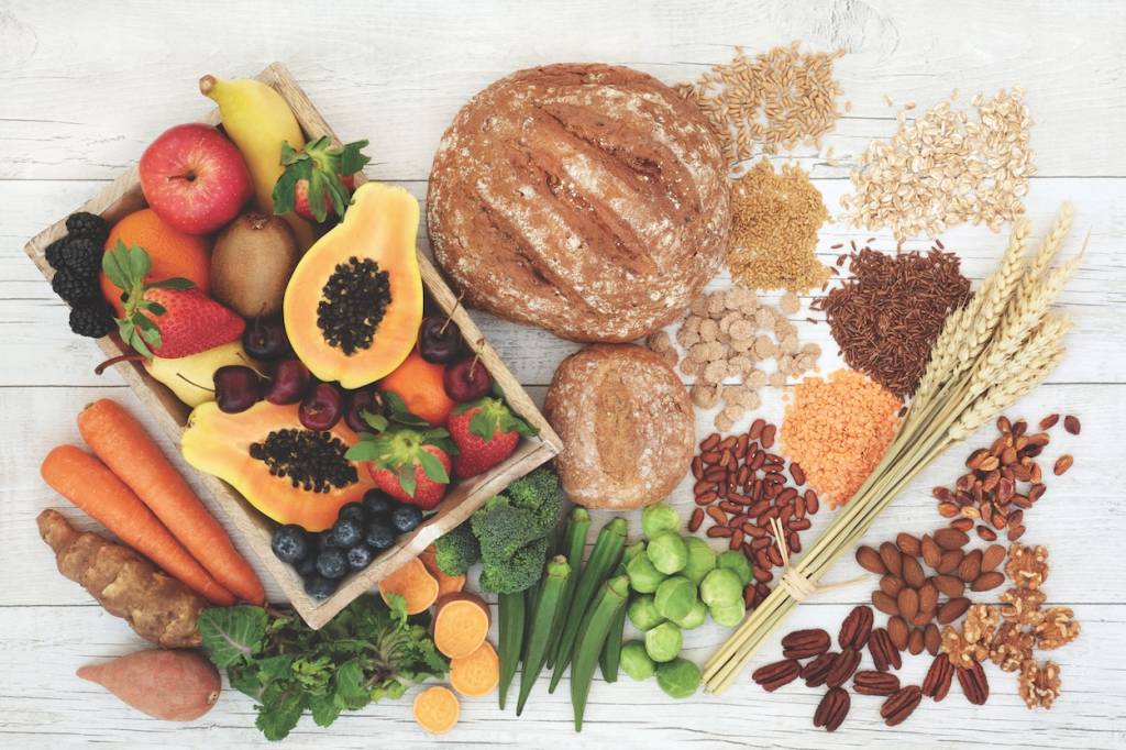 A collection of fibrous food