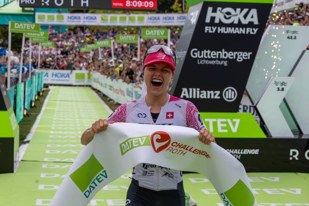 Alanis Siffert winning the women's Challenge Roth race in July 2026
